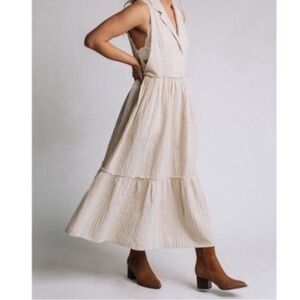 Free People Saffron Flower Midi Dress S linen cotton